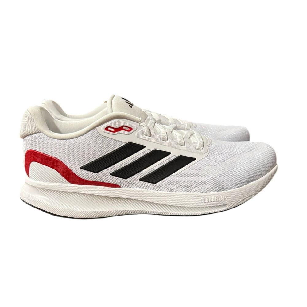 Adidas Runfalcon 5 Mens Running Shoes White Black Red Sneaker IE8818 Size 11.5